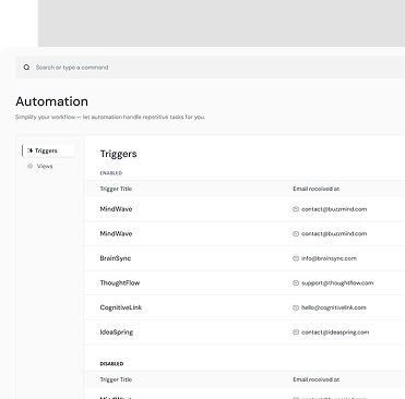Automation and triggers interface