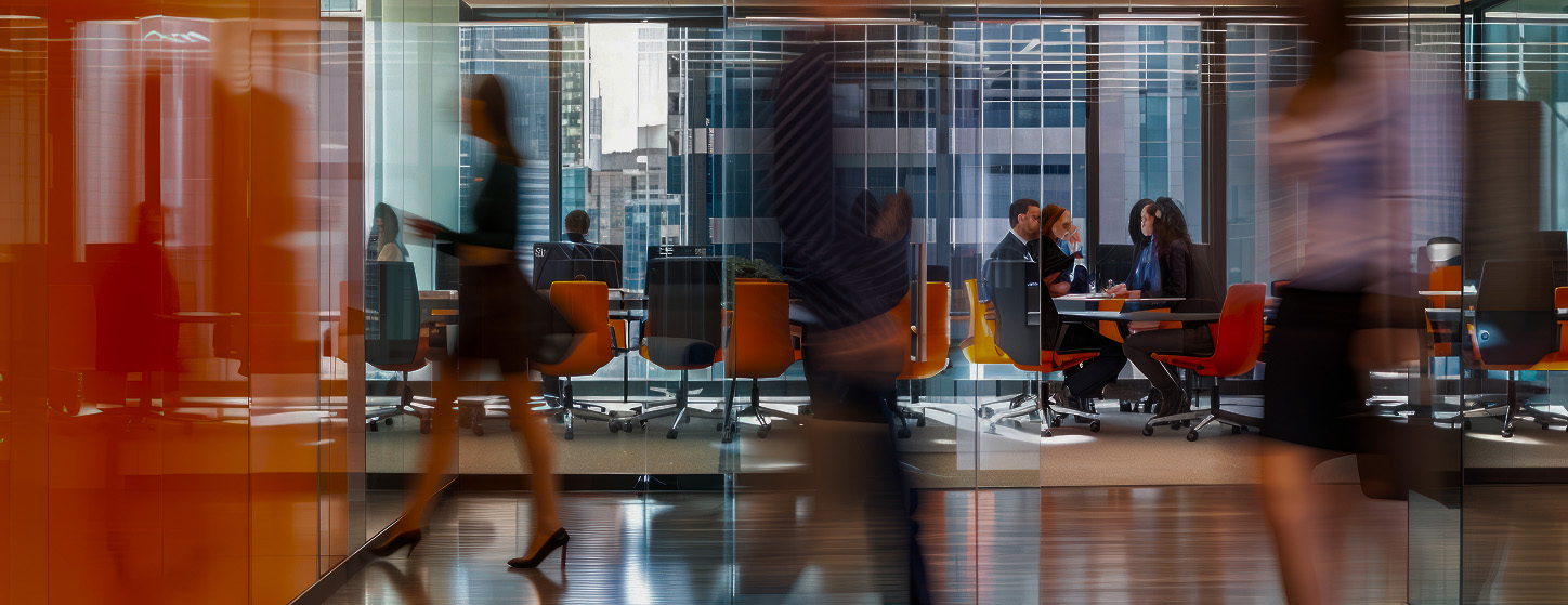 Busy modern office environment