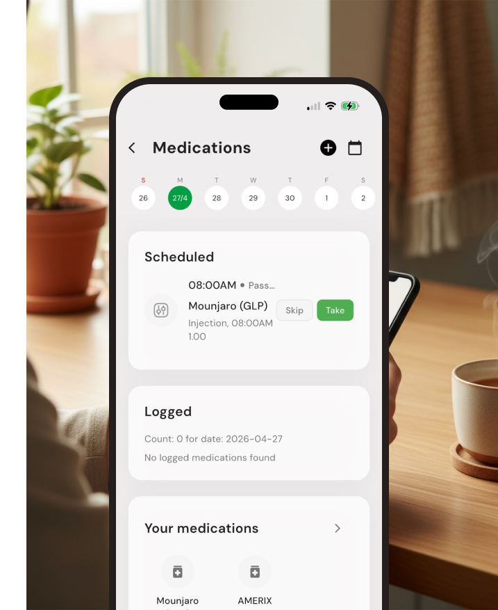 Trackt medications logging screen