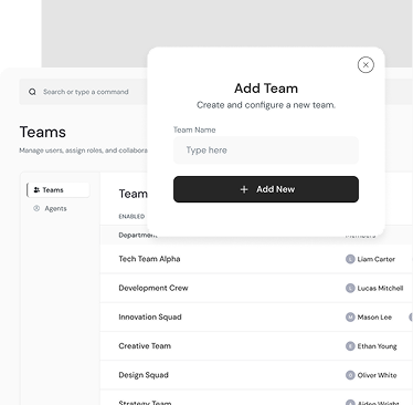 Team and agent management interface