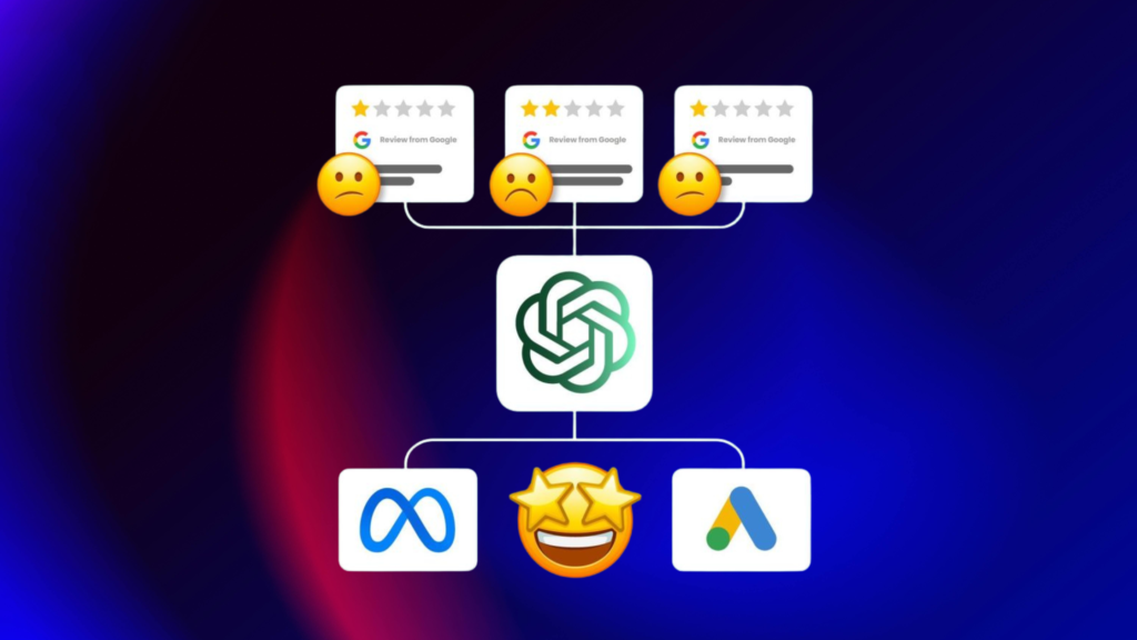 Image showing a chatgpt extension "ReviewsinAdsGPT" and its logo used in banner